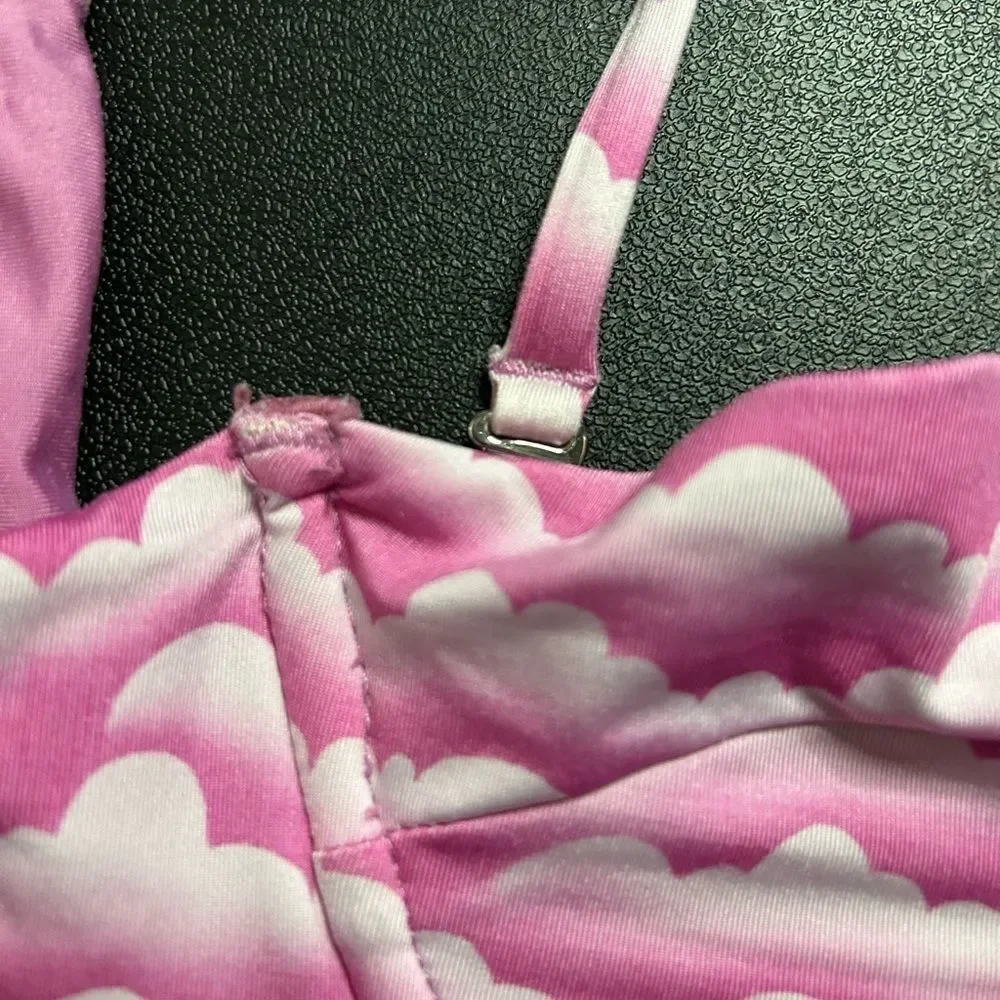 Frankie’s Bikinis Cielo Bikini Top in Pink Cloud Print Size M